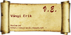 Ványi Erik névjegykártya